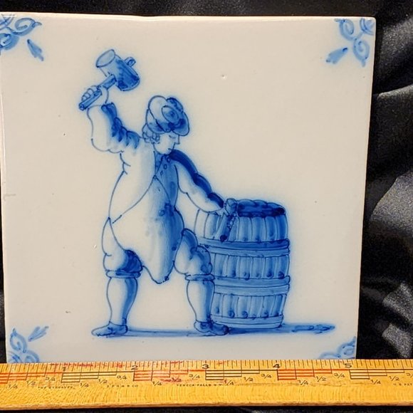 Vintage Harlingen Holland Delft Tile: Cooper - Picture 3 of 5